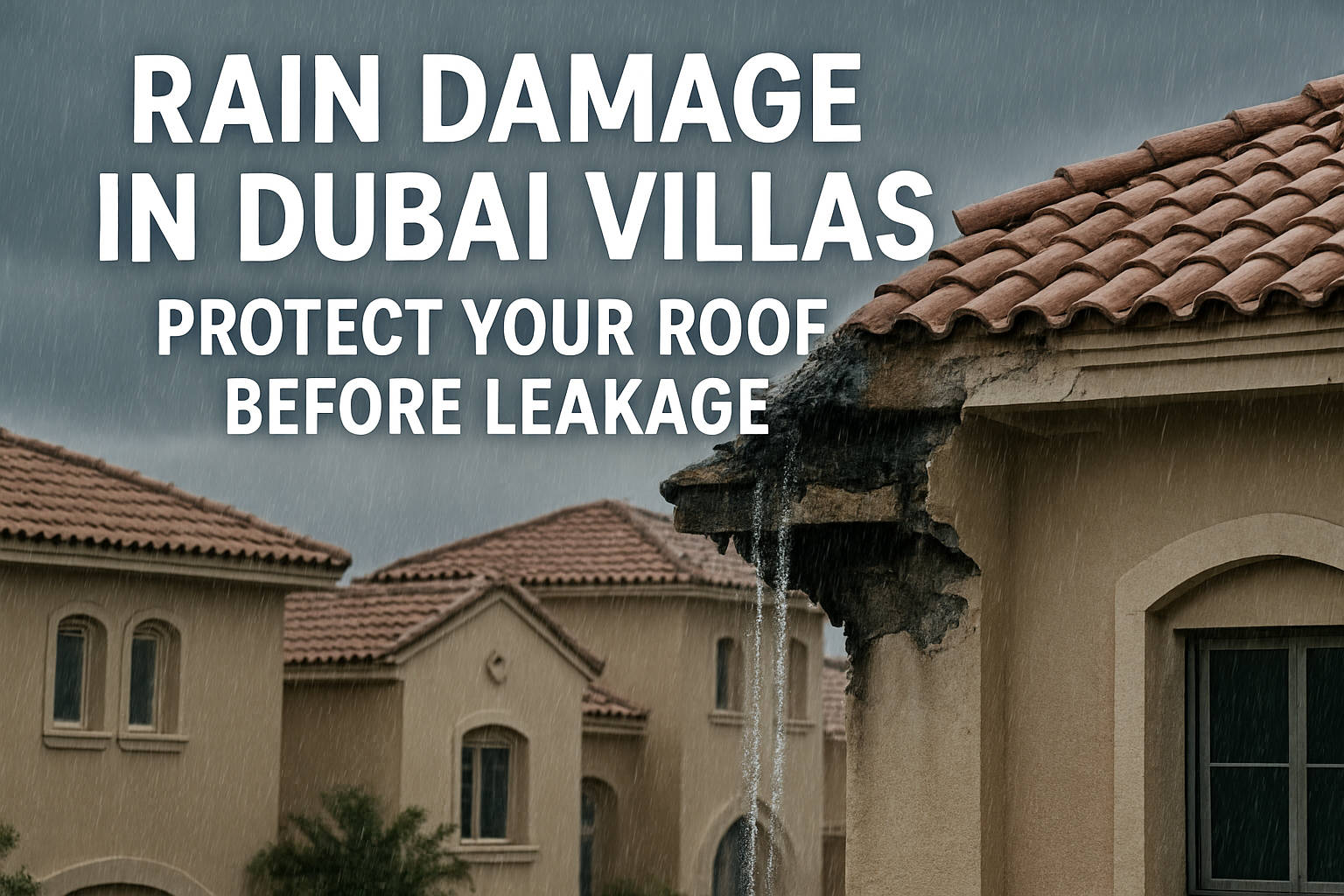 Rain Damage in Dubai Villas Protect Your Roof Before Leakage • #1 Waterproofing Company in Dubai & UAE
