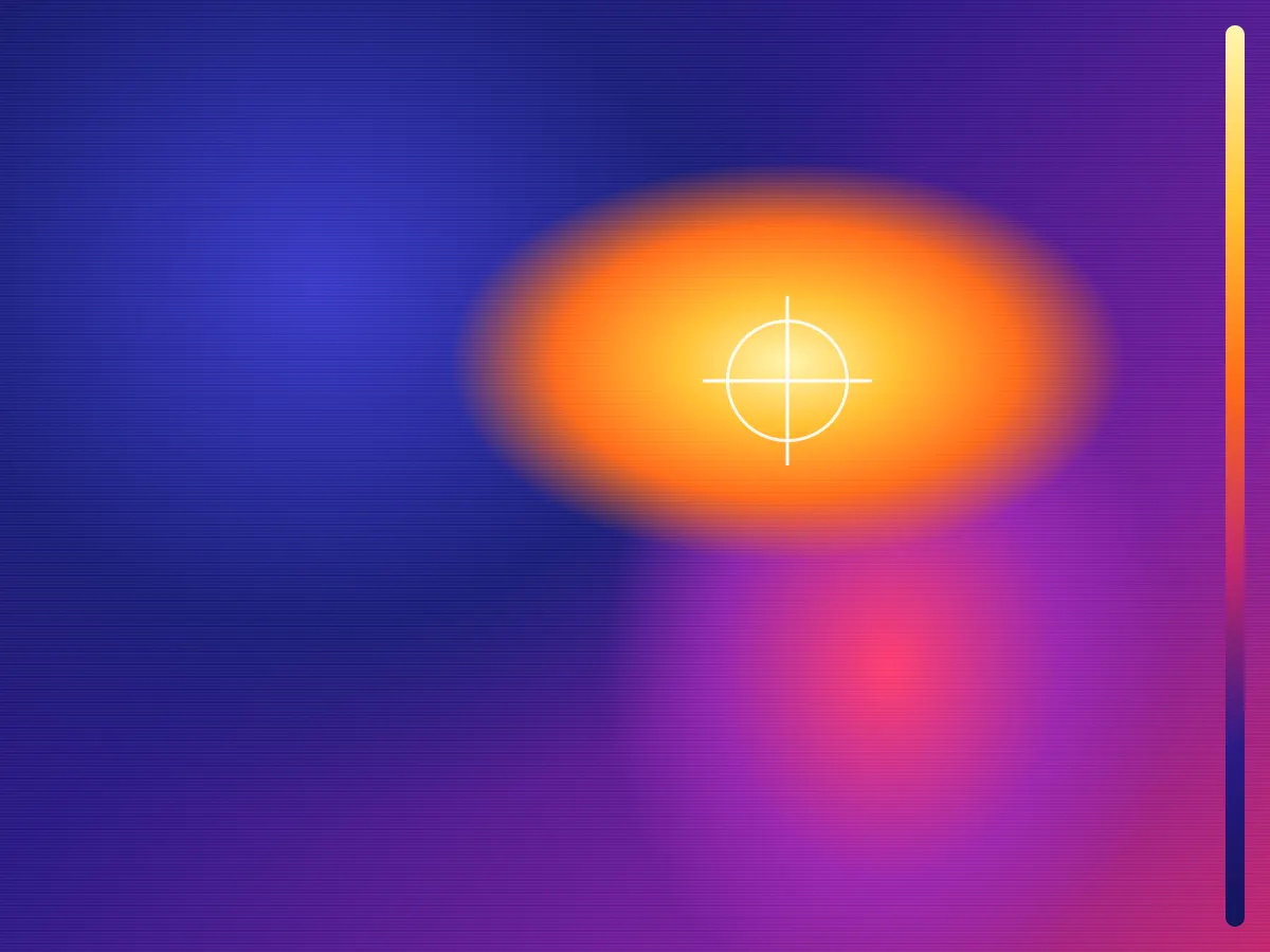 Thermal image showing moisture below a roof water tank